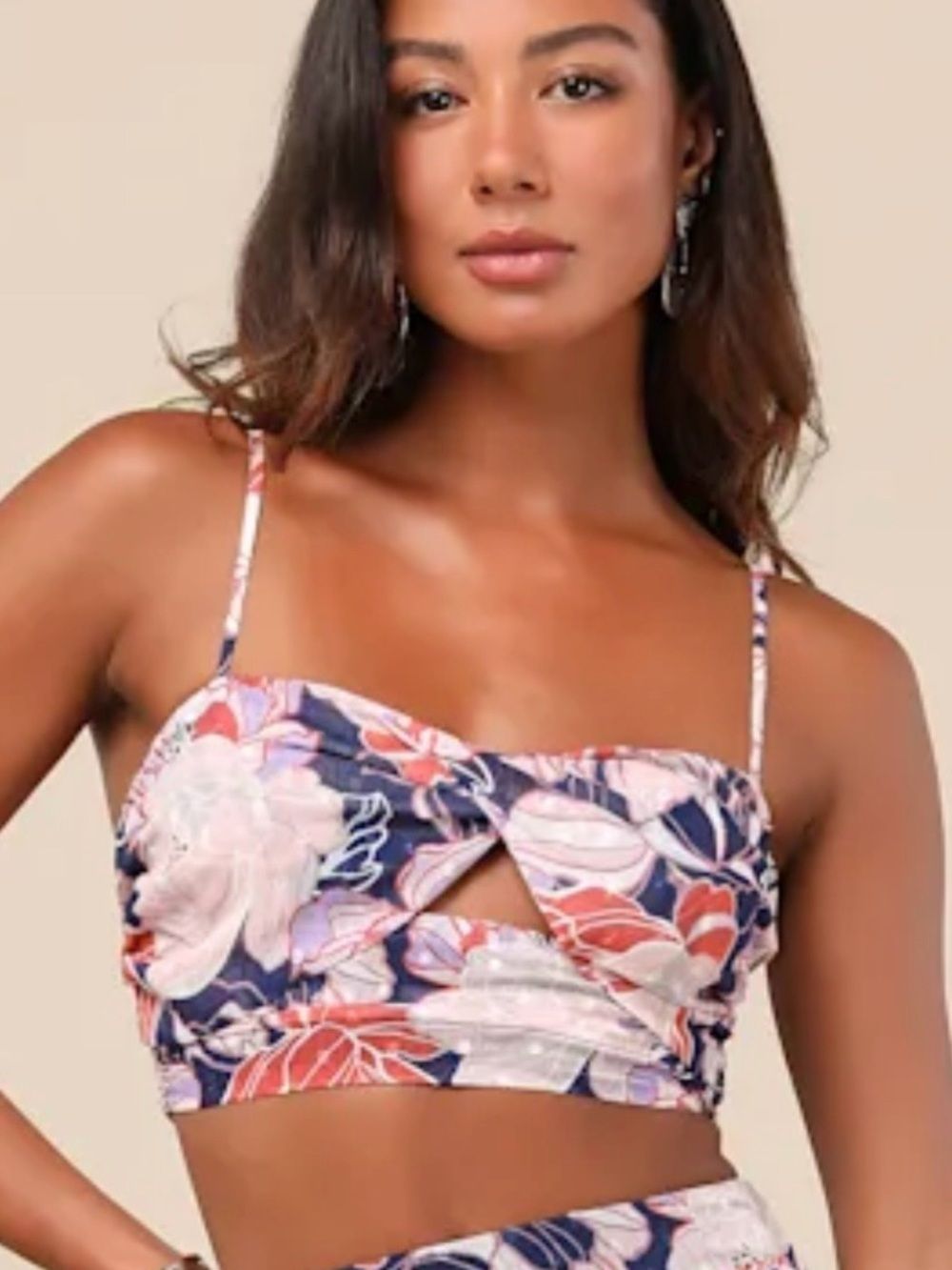 Floating Through Flowers Floral Wrap Bralette Top Size L